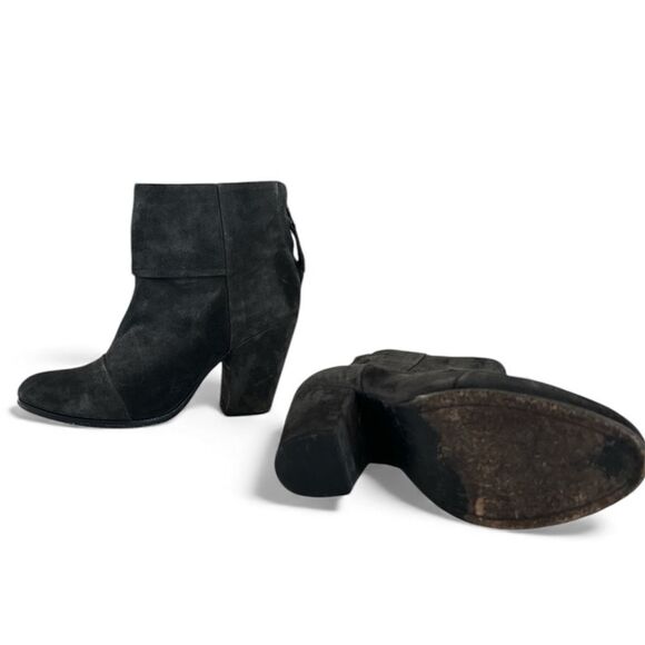 Rag & Bone Suede Granite Newberry Grey Block Heel Zip-Up Ankle Booties 7.5 - Picture 8 of 9